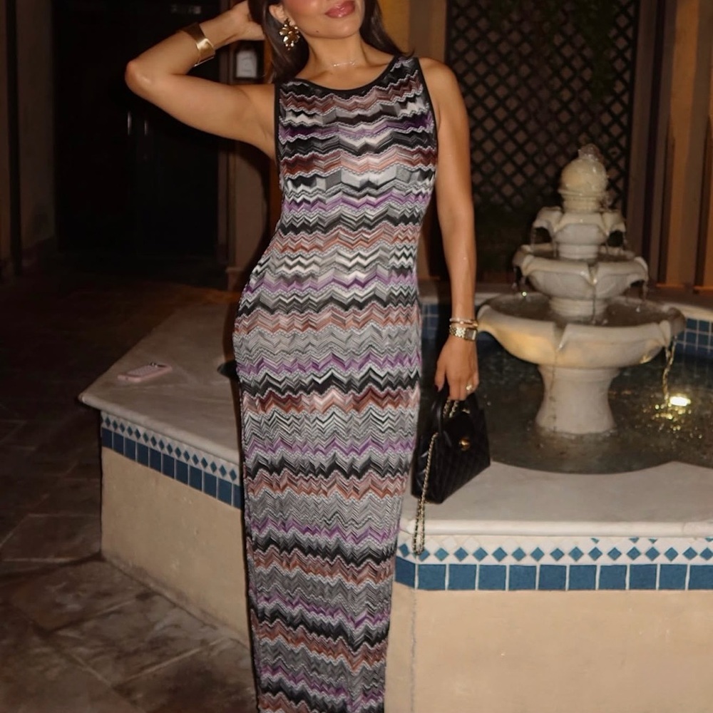Missoni zig zag sleeveless long dress in dark tones NWT